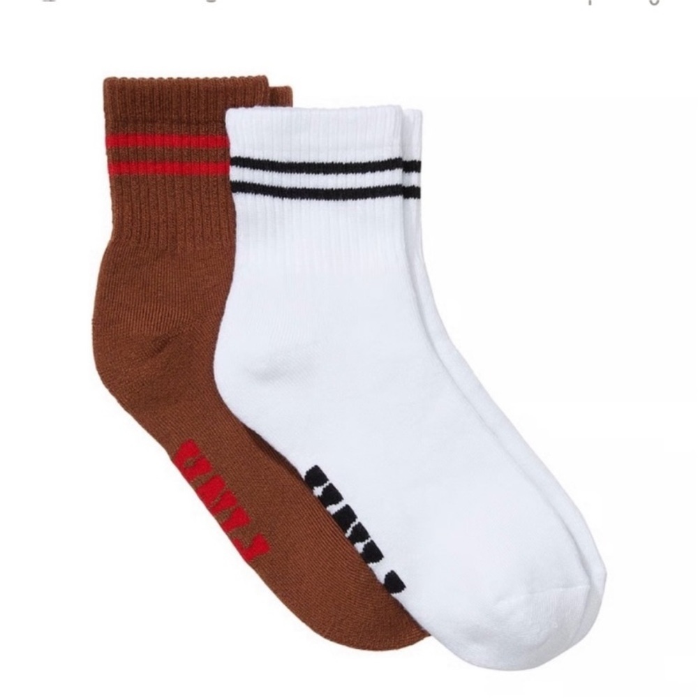 PINK Victoria's Secret Quarter Socks Brown and White Socks 4 Pairs OS NEW NWT